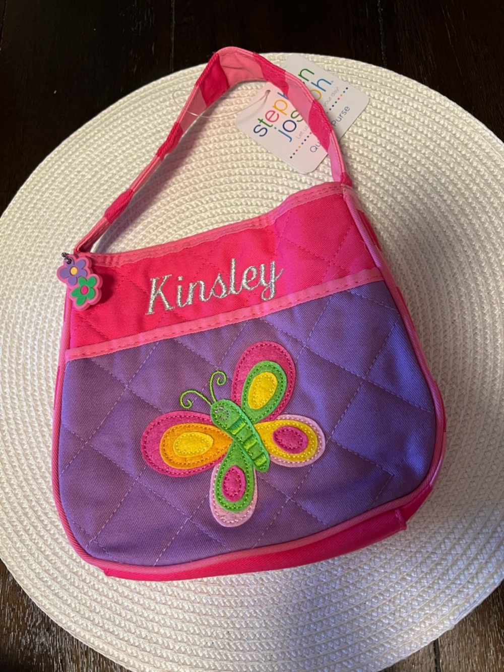 Stephen Joseph Kids Quilted Pink & Purple Butterfly Bag - Personalized Kinsley - Picture 4 of 4